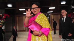 Menlu Retno Masih Dampingi Presiden Jokowi Terima Tamu Negara
