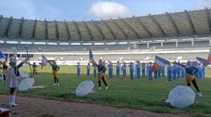 Drum Band SD Hang Tuah Makassar Tampil Di Stadion Barombong