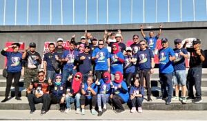 Relawan Ganjar Pranowo Senam Bersama Di Anjungan Pantai Losari Makassar