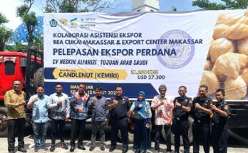 CV Heskin Alfarizi Ekspor Perdana Kemiri Sidrap Ke Arab Saudi sebanyak 10,2 ton dari Pelabuhan Soekarno Hatta Makassar