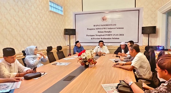 Pengurus SIWO PWI Sulsel Rakor membahas persiapan menghadapi Pekan Olahraga Wartawan Nasional (Porwanas) Tahun 2024