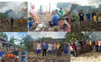 Warga Lorong Daeng Jakking kerja bakti bersihkan lahan Masjid Ar Rahman di Jalan Daeng Tatat III Parang Tambung Tamalate