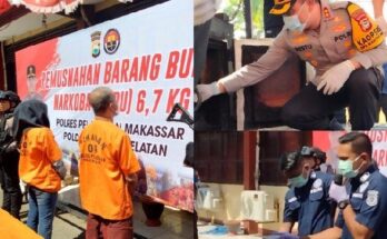 Polres Pelabuhan Makassar musnahkan 6 Kg Sabu hasil pengungkapan Satuan Reserse Narkoba (SatresNarkoba) Polres Pelabuhan.