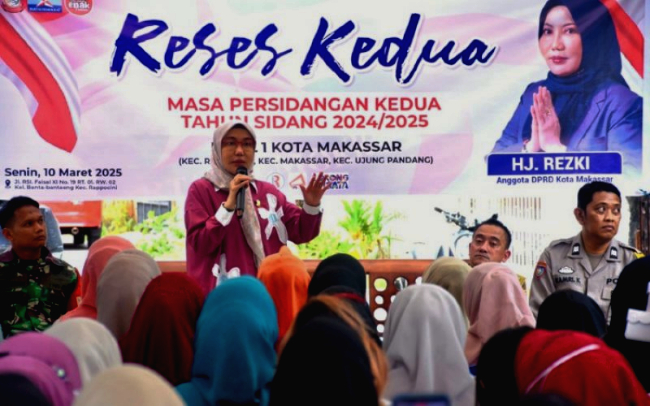 Reses DPRD Janji Perjuangkan Perbaikan Drainase di Banta-Bantaeng, dilaksanakan anggota DPRD Kota Makassar Rezki.