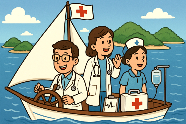 20 Nakes Bergerak ke Pulau di Pangkep dan Selayar menjalankan program Pelayanan Kesehatan Bergerak (PKB) Pemprov Sulsel.