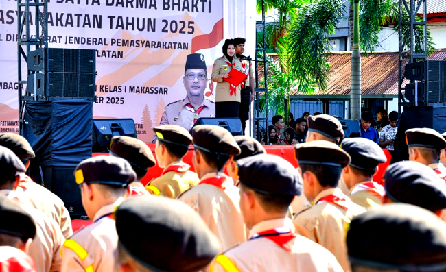 Ratusan Warga Binaan Berkema Pramuka di Lapas Makassar yang diikuti 208 warga binaan di Sulawesi Selatan berlangsung Kamis 8 September