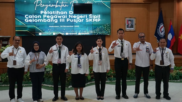Sebanyak 154 CPNS ikut Latsar Gelombang III di Pusjar SKMP LAN Makassar, Senin, 24 November 2025. Mereka dari beberapa kabupaten dan kota