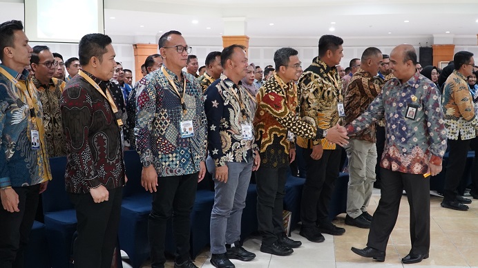 Kepala Pusjar SKMP LAN sambut peserta PKA Kemenimipas (Kementerian Imigrasi dan Pemasyarakatan) di Auditorium Hasanuddin, Kamis (4/12/2025).