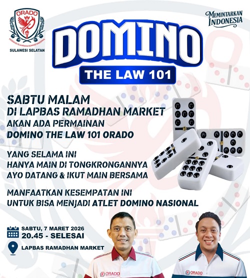 Pengurus Orado Sulsel sosialisasikan regulasi permainan domino di Karebosi, Sabtu ( 7/3/2026) usai Salat Tarawih