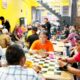 Ratusan Alumni SMANSA 82 Makassar uji kemampuan ain domino di Virendy Cafe, Jl AP Pettarani, Makassar, Sabtu (18/4/2026)