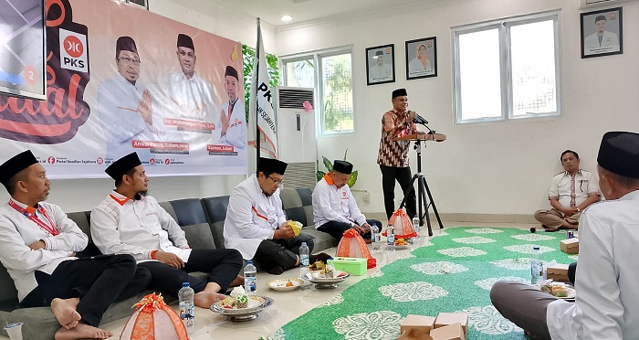 Ratusan kader hadiri hajatan DPW PKS Sulsel yang gelar halalbihalal, Minggu, 12 April 2026, di Markas Dakwah PKS Sulsel