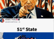 Ambisi Donald Trump Tak Terbendung, Memosting Venezuela Negara Bagian AS ke-51 di akun sosialnya Truth menandai peta dengan bendera AS