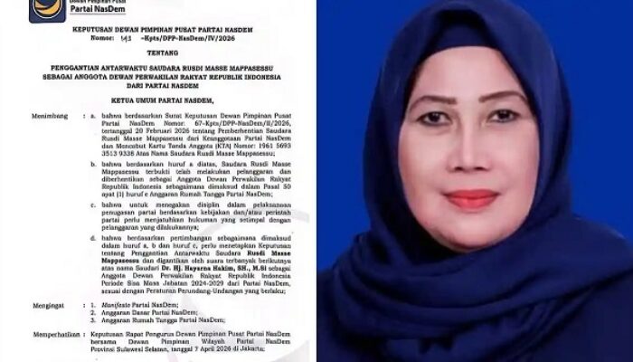 Hayarna Hakim PAW Rusdi Masse Di DPR RI