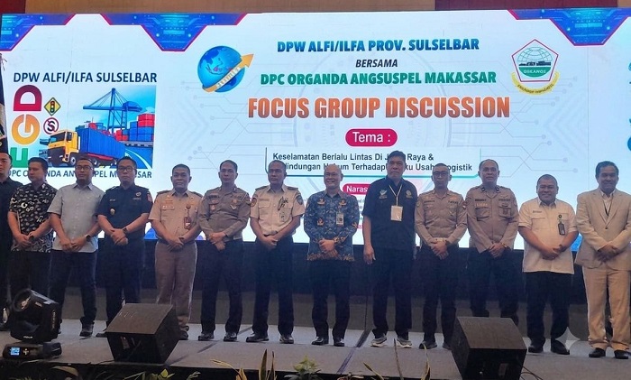 Asosiasi Logistik dan Forwarder Indonesia atau ALFI Sulselbar berkolaborasi dengan Organda Angsus Pelabuhan Makassar selenggarakan FGD.