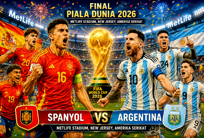 Prediksi Pertandingan Final Spanyol vs Argentina Piala Dunia 2026 akan berlangsung Senin (20/7/2026) dini hari Wita