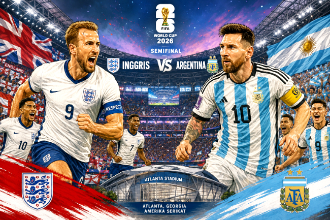Prediksi Pertandingan Inggris vs Argentina di Semifinal memperebutkan satu tiket ke final Piala Dunia 2026