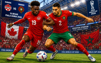 Pertandingan Kanada vs Maroko pada babak 16 besar Piala Dunia 2026 yang akan berlangsung di Houston Stadium, Texas, Amerika Serikat