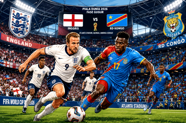 Jadwal Piala Dunia Kamis 2 Juli: Prediksi Pertandingan Inggris vs RD Kongo akan berlangsung di Atlanta Stadium, Georgia, AS