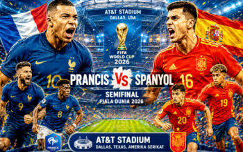 Prediksi Pertandingan Prancis vs Spanyol di Semifinal, menjalani laga memperebutkan satu tiket ke final Piala Dunia 2026