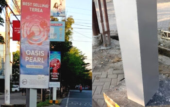 Pemerhati Soroti Reklame Insidentil Berkonstruksi Permanen di Makassar yang dibangun di atas trotoar tidak sesuai aturan