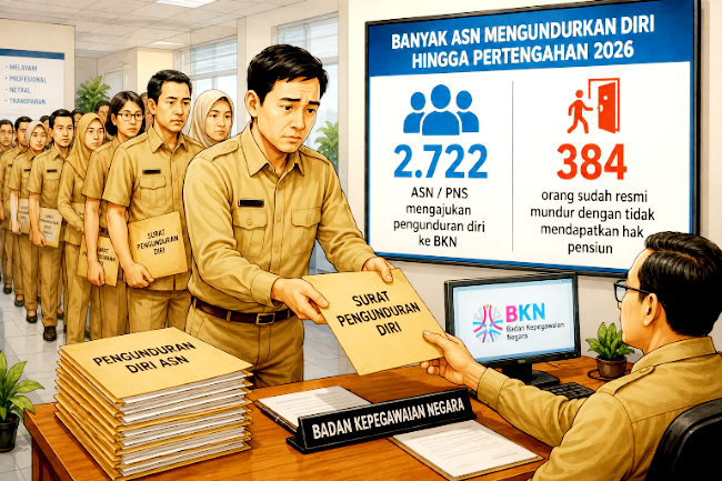 2.722 ASN Ajukan Pengunduran Diri, 384 Orang Sudah Resmi Tanpa Hak Pensiun umumnya ASN usia muda dan produktif