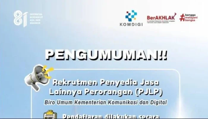 Komdigi Buka Rekrutmen PJLP Untuk 3 Posisi Pendaftaran Terakhir Besok