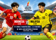 Jadwal Indonesia vs Malaysia Petang Ini di Kualifikasi Piala Asia U-20 2027 pada Senin (31/8/2026) petang ini