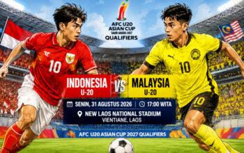 Jadwal Indonesia vs Malaysia Petang Ini di Kualifikasi Piala Asia U-20 2027 pada Senin (31/8/2026) petang ini