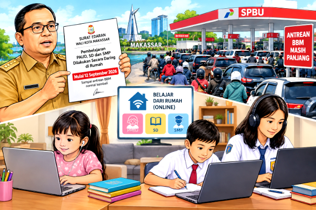 Sekolah-Sekolah di Makassar Belajar di Rumah, Dampak Antrean BBM sesuai Surat Edaran Edaran Wali Kota Makassar