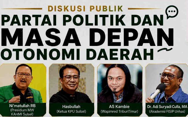 Malam Ini KAHMI Sulsel Gelar Diskusi Partai Politik dan Masa Depan Otonomi Daerah melalui LPMD KAHMI Sulsel
