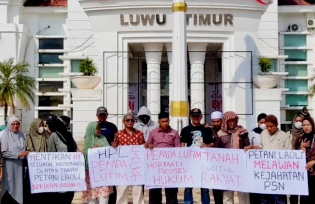 Petani Laoli Desak Pemkab Lutim Hentikan Aktivitas di Lahan Objek Sengketa selama sengketa ini masih berproses hukum di PTUN Makassar