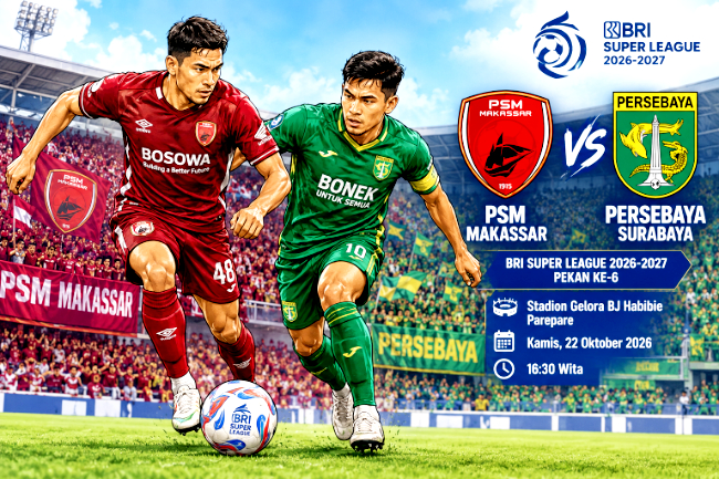 BRI Super League: PSM vs Persebaya, Laga Klasik Jumpa Mantan Petang Ini berlangsung di Gelora BJ Habibie Parepare