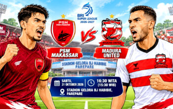 Siaran Langsung PSM Makassar vs Madura di Super League Petang Ini berlangsung di Stadion Gelora BJ Habibie Parepare